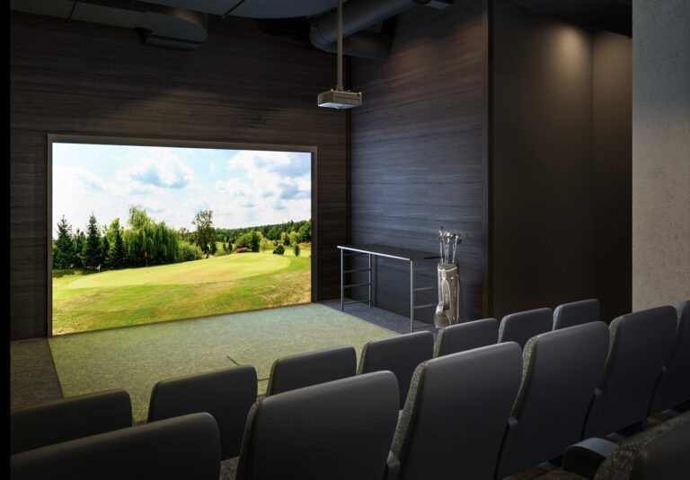 Salle de golf et cinéma